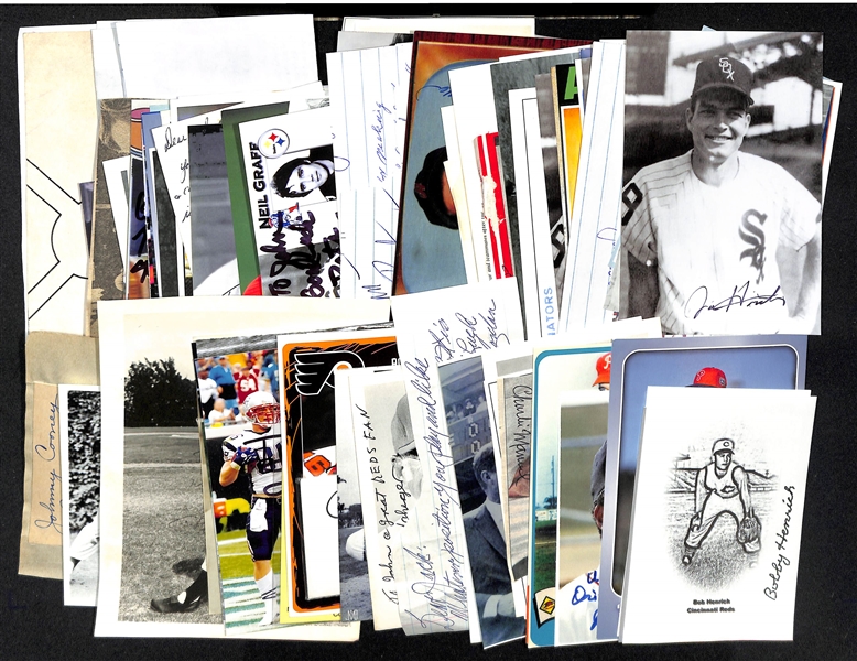 Lot of (150+) Mostly Baseball Autographed Index Cards, Cuts, Photos w. Gaylord Perry, and others (JSA Auction Letter)